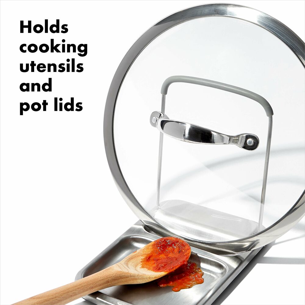 Stainless Steel Spoon Rest with Lid Holder T7