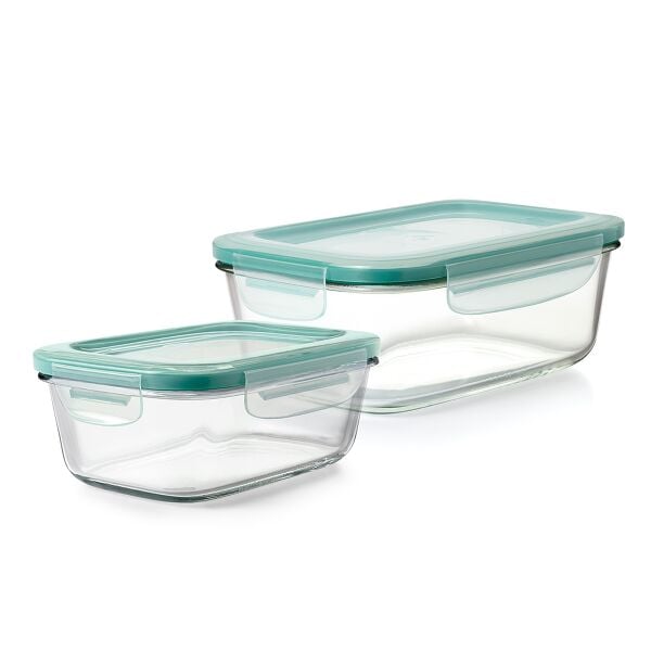 8 Cup Smart Seal Glass Rectangle Container & 3.5 Cup Smart Seal Glass Rectangle Container Bundle Q1