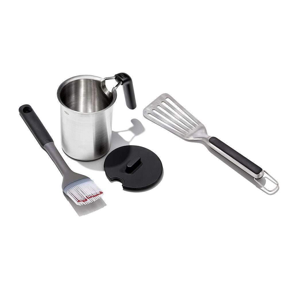 Grilling Basting Pot and Brush Set & Grilling Precision Turner Bundle E6
