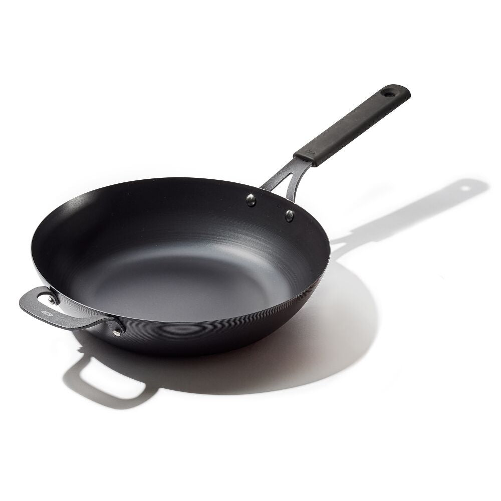 Carbon Steel Obsidian Series 12-Inch Wok with Silicone Sleeve K9
