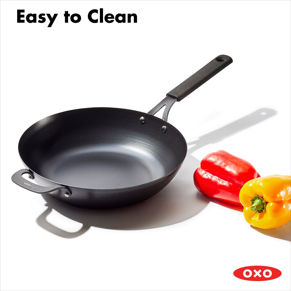 Carbon Steel Obsidian Series 12-Inch Wok with Silicone Sleeve K9