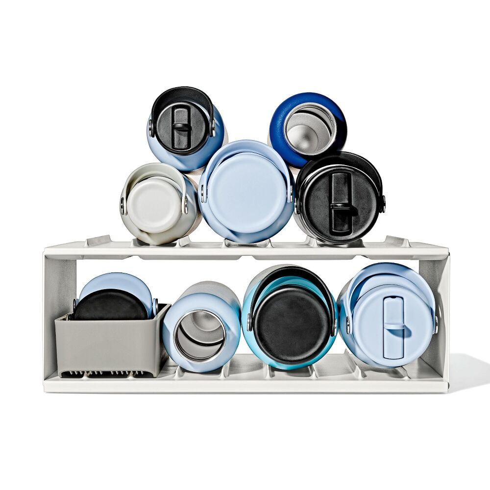 Water Bottle Organizer with Accessory Bin V5