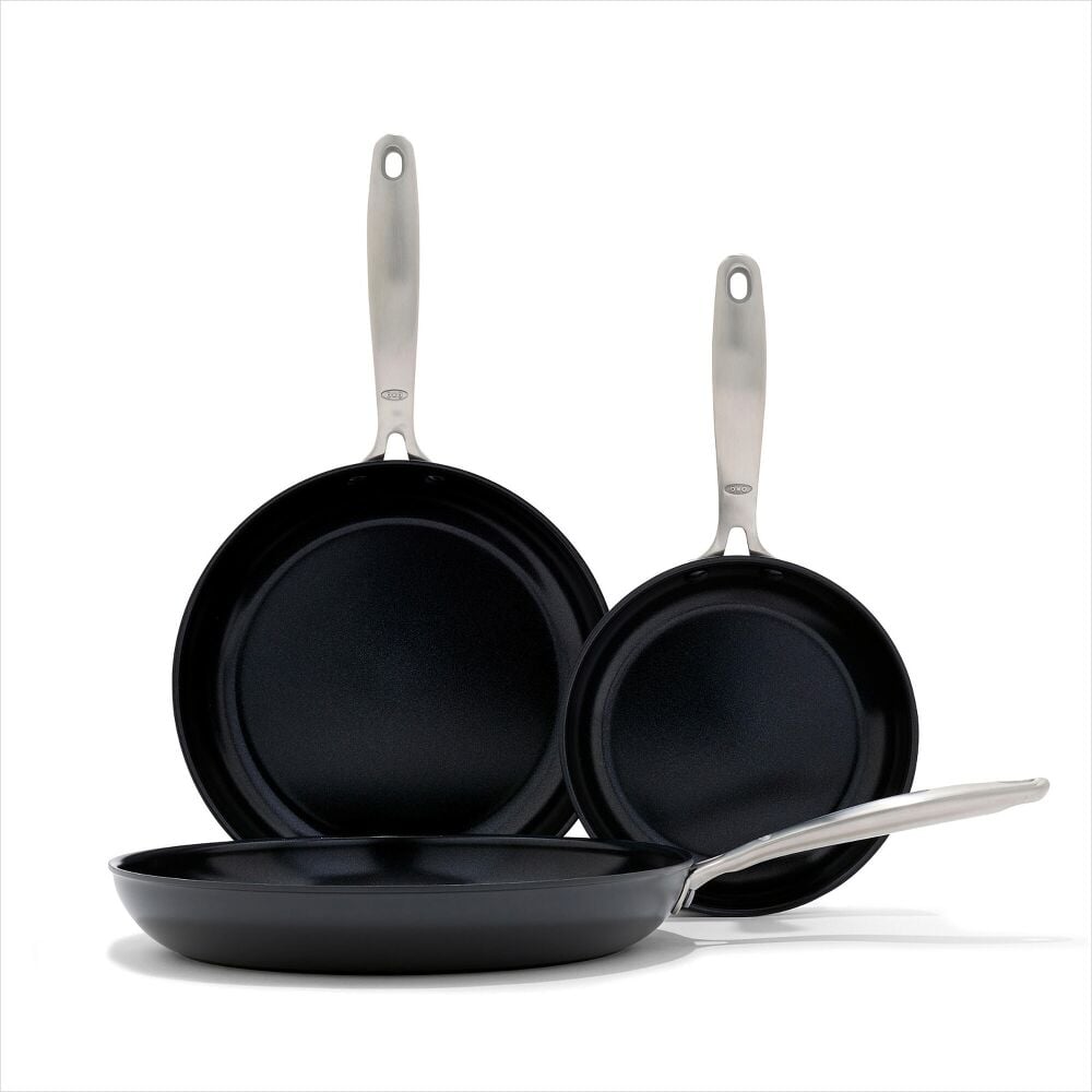 Enhanced Non-Stick 3-Piece Frypan Set — Black D6
