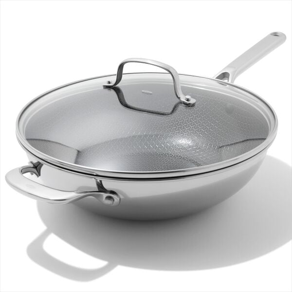 Trident Hybrid Non-Stick Stainless Steel 5 Qt Wok with Lid U1