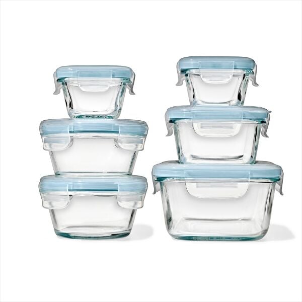 12-Piece Smart Seal Glass Container Set - Arctic Blue S5