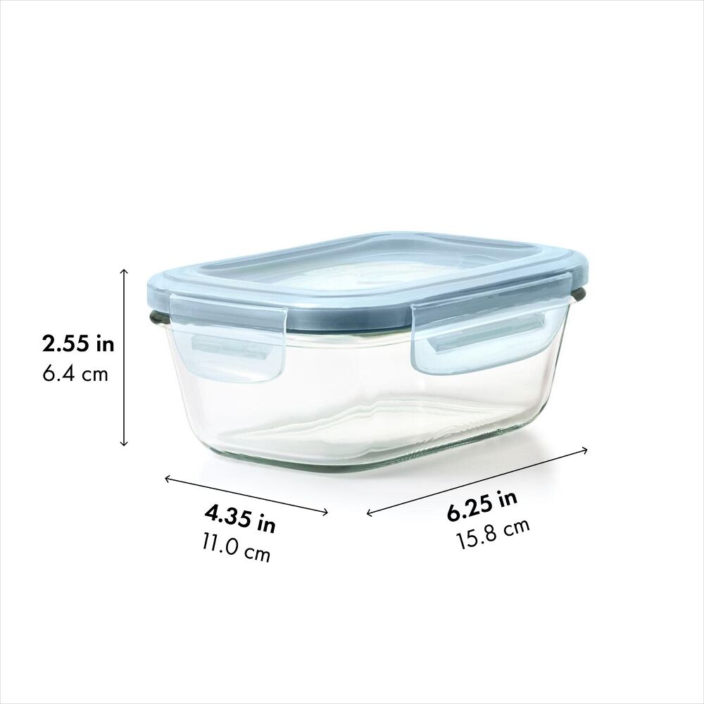 Smart Seal 1.6-Cup Glass Rectangle Container - Arctic Blue F0