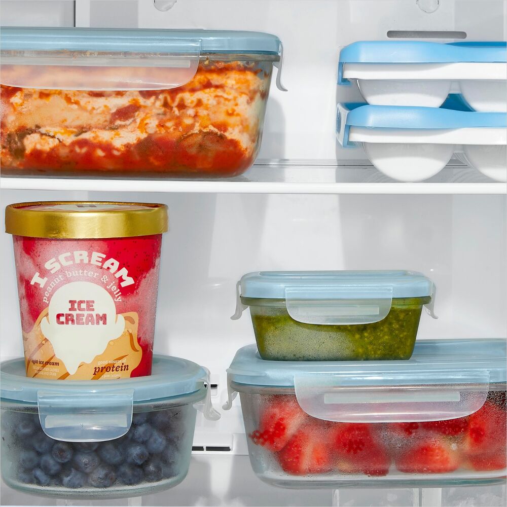 8-Piece Smart Seal Glass Round Container Set - Arctic Blue Q9