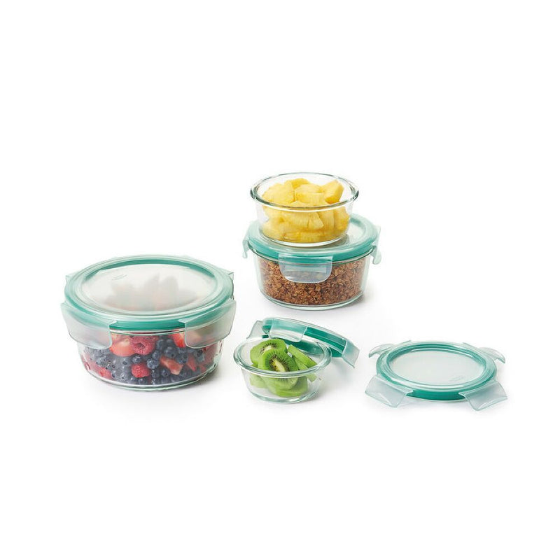 8 Piece Smart Seal Glass Round Container Set L5