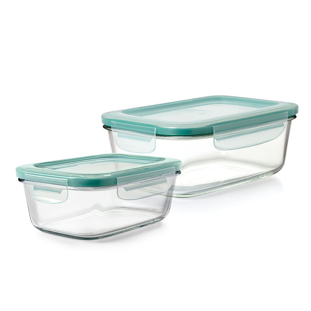 8 Cup Smart Seal Glass Rectangle Container & 3.5 Cup Smart Seal Glass Rectangle Container Bundle Q1