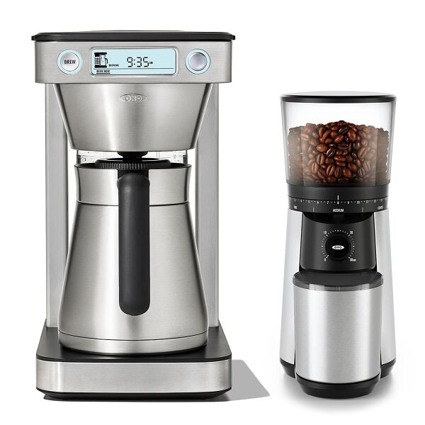 12-Cup Coffee Maker with Podless Single-Serve Function & Conical Burr Coffee Grinder Bundle Y4