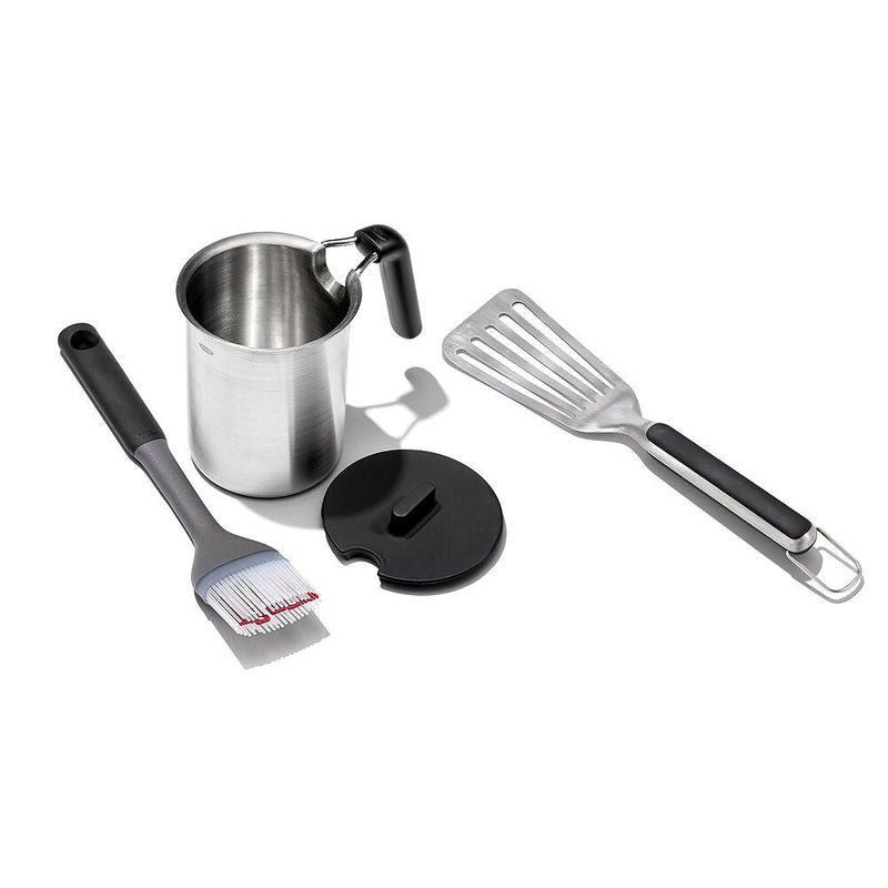 Grilling Basting Pot and Brush Set & Grilling Precision Turner Bundle E6