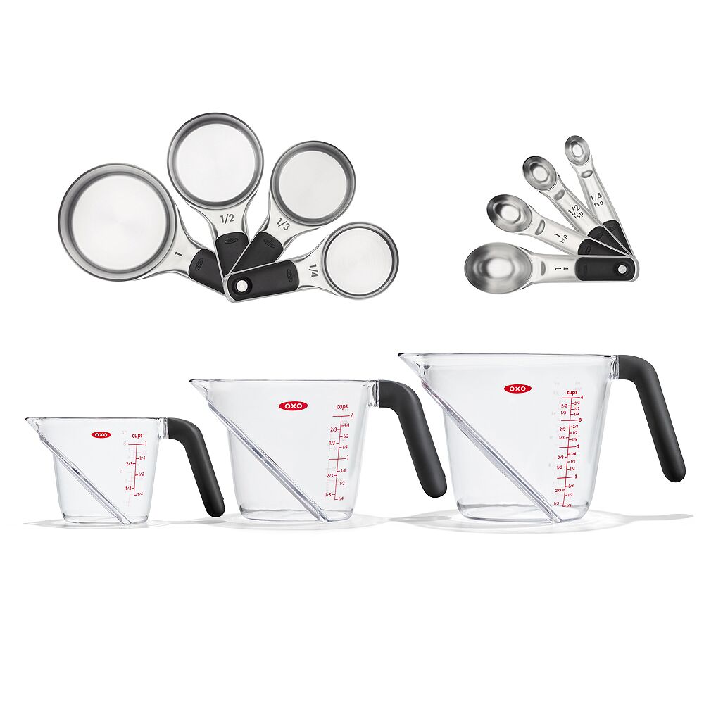 3 Piece Angled Measuring Cup Set & Stainless Steel Measuring Cups and Spoons Set Bundle R2