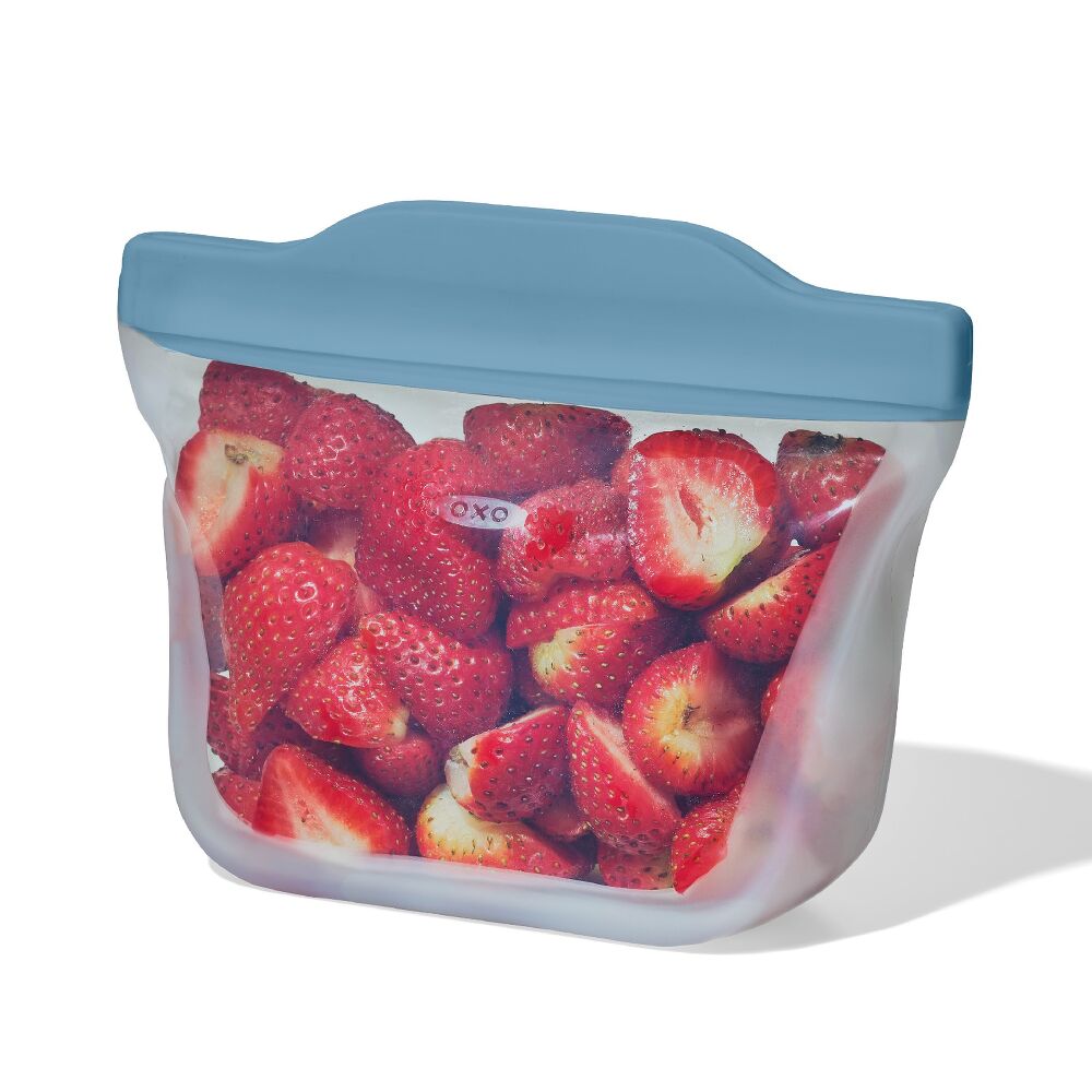 Silicone Reusable Bag  Stand-Up Snack (12 oz) - Ocean Blue O1