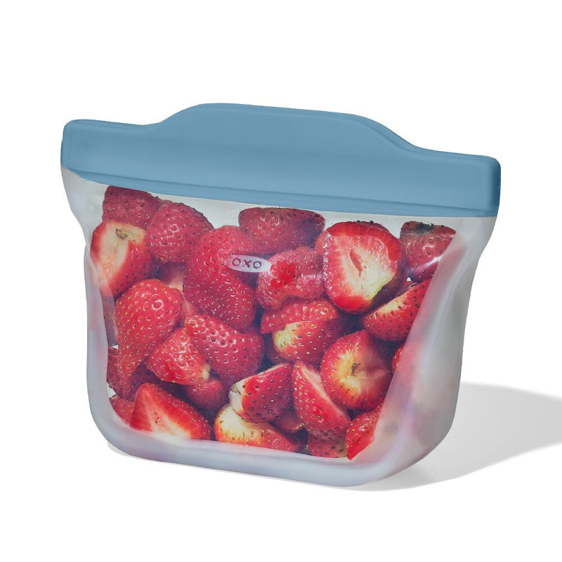 Silicone Reusable Bag  Stand-Up Snack (12 oz) - Ocean Blue O1