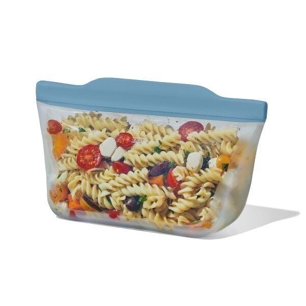 Silicone Reusable Bag  Stand-Up Quart (32 oz) - Ocean Blue E2