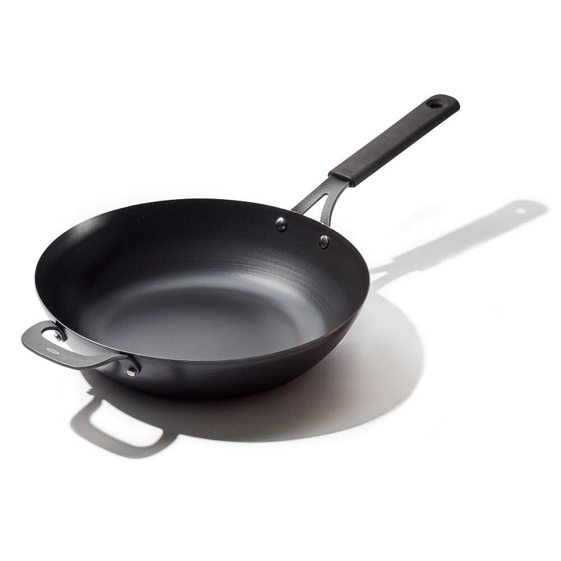 Carbon Steel Obsidian Series 12-Inch Wok with Silicone Sleeve K9