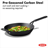 Carbon Steel Obsidian Series 12-Inch Wok with Silicone Sleeve K9