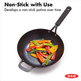Carbon Steel Obsidian Series 12-Inch Wok with Silicone Sleeve K9