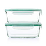 Smart Seal 8 Cup Glass Rectangle Container - Teal X1