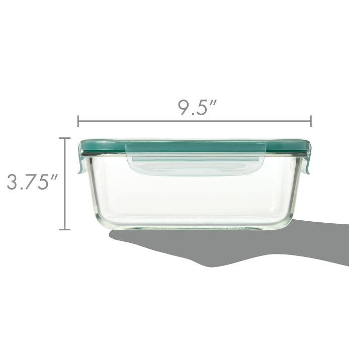 Smart Seal 8 Cup Glass Rectangle Container - Teal A7