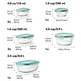 16 Piece Glass Smart Seal Everyday Container Set T1