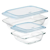 Glass Baking Dish with Lid (2.0 Qt) and Glass Baking Dish with Lid (3.0 Qt) Bundle J1