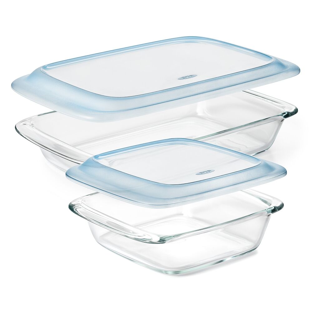 Glass Baking Dish with Lid (2.0 Qt) and Glass Baking Dish with Lid (3.0 Qt) Bundle J1