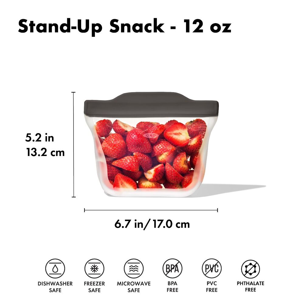 Outdoor Silicone Reusable Stand Up Snack Bag (12 oz) Y9