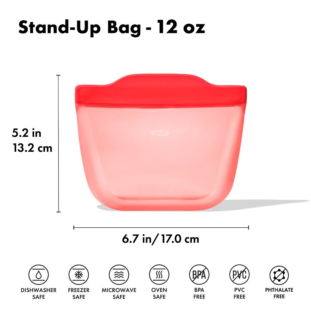 Silicone Reusable Bag - Stand-Up Snack (12 oz) – Watermelon D8