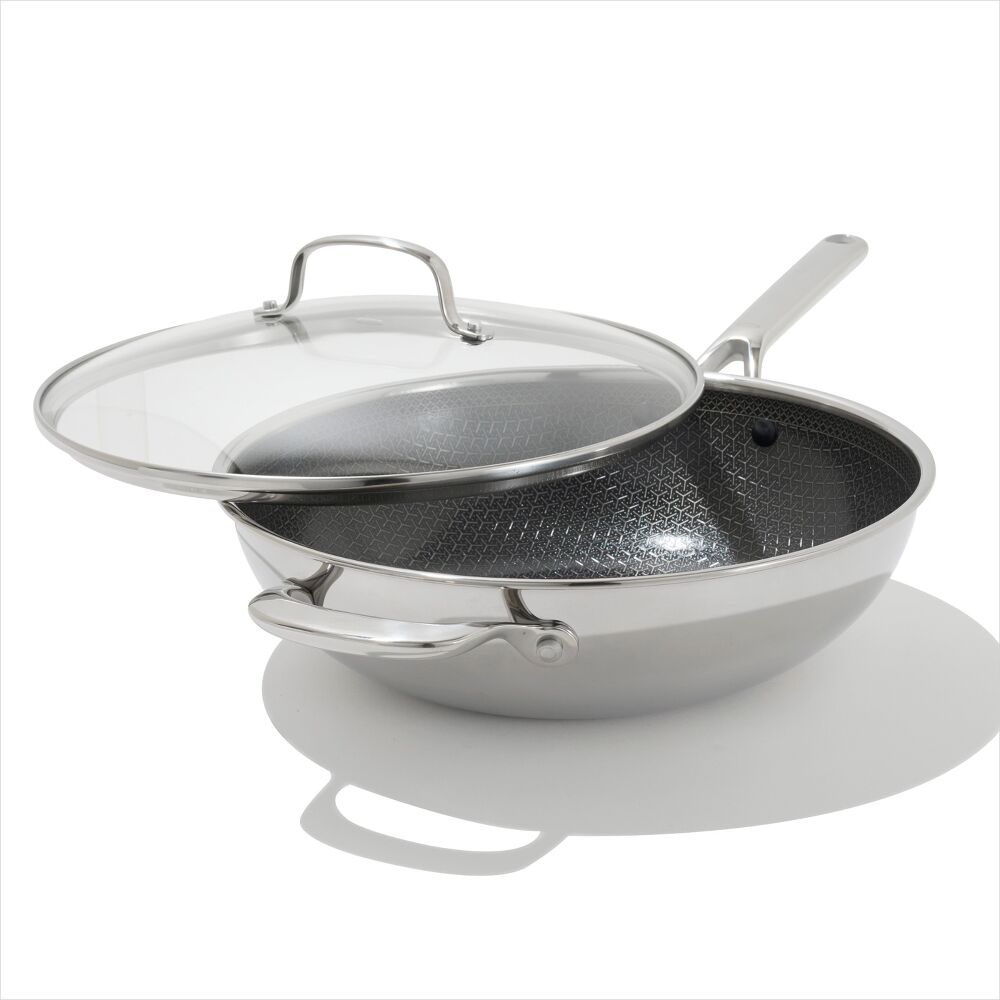 Trident Hybrid Non-Stick Stainless Steel 5 Qt Wok with Lid U1