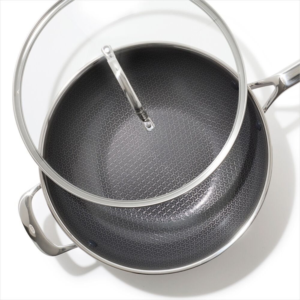 Trident Hybrid Non-Stick Stainless Steel 5 Qt Wok with Lid U1