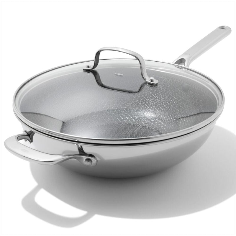 Trident Hybrid Non-Stick Stainless Steel 5 Qt Wok with Lid U1