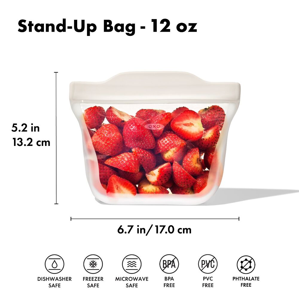 Silicone Reusable Bag - Stand-Up Snack (12 oz) – Oat P0
