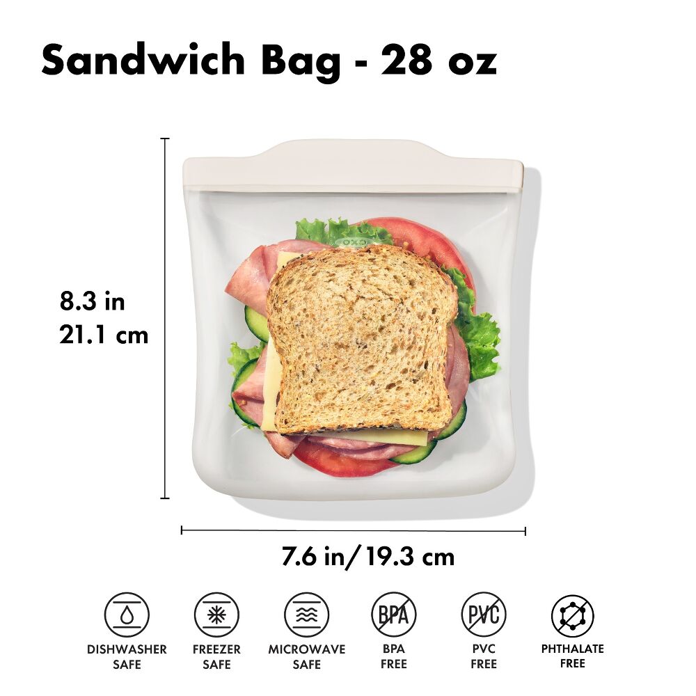 Silicone Reusable Bag - Sandwich Bag (28 oz) - Oat S3