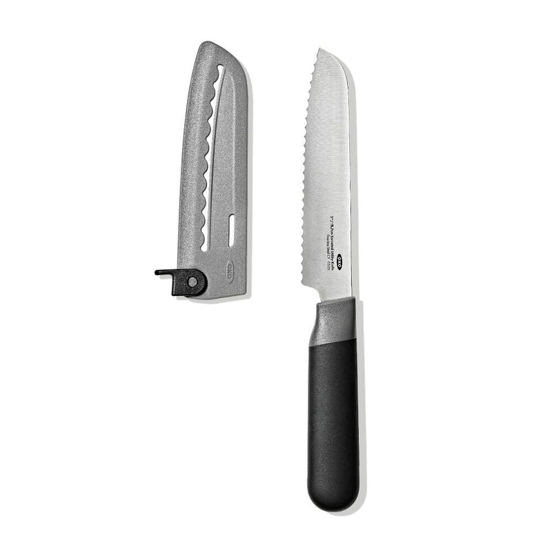 5 in Serrated Utility Knife with Locking Sheath K0