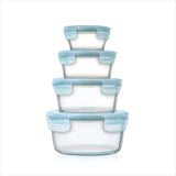 8-Piece Smart Seal Glass Round Container Set - Arctic Blue Q9