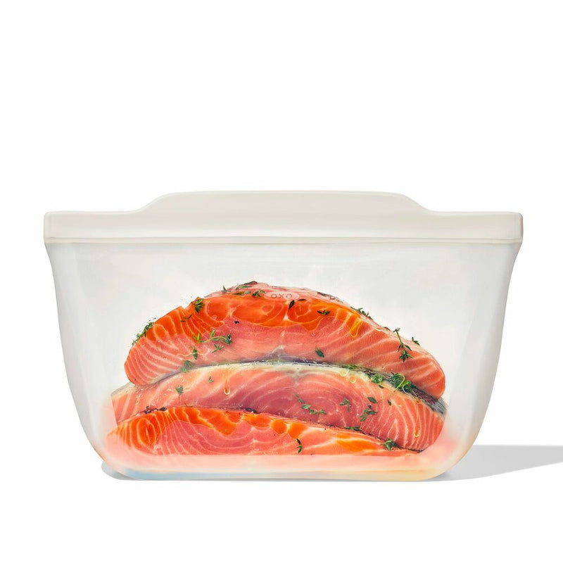Silicone Reusable Bag - Stand-Up Half Gallon (64 oz) - Oat Y5