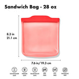 Silicone Reusable Bag - Sandwich Bag (28 oz) - Watermelon G1