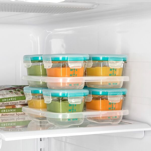 Baby Blocks Glass Food Storage Containers 4 Oz - Tot Teal I8